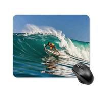 Hawaiian Surfer on Wavy Mouse Pad Square Mice Mat Waterproof Computer Mousepad with Non-Slip Rubber Base Wireless Mice Pad for Laptop Office Home Personalized Gaming Mousepad 20 * 25cm