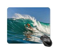 Hawaiian Surfer on Wavy Mouse Pad Square Mice Mat Waterproof Computer Mousepad with Non-Slip Rubber Base Wireless Mice Pad for Laptop Office Home Personalized Gaming Mousepad 25 * 30cm