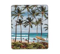 Hawaiian Surfer on Wavy Mouse Pad with Non-Slip Rubber Base 7.9 x 9.5 in Mouse Mat with Stitched Edge Gaming Mousepad for Wireless Mouse Computer Laptop Home Office Desk Pad