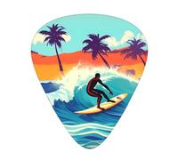 Hawaiian Surfer on Wavy Print, 12 Pieces Guitar Cubes for Guitar and Ukulele, Unique Guitar Gift