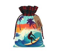 Hawaiian Surfer On Wavy Print Gift Drawstring Bags Reusable Pouches Birthday Wedding Party Festive Gatherings