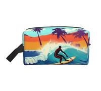 Hawaiian Surfer On Wavy Print Makeup Bag,Travel Toiletry Bag Organizer Cute Makeup Accessories Storage Bag