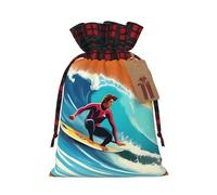 Hawaiian Surfer On Wavy Print Print Gift Drawstring Bags Reusable Pouches Birthday Wedding Party Festive Gatherings