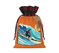Hawaiian Surfer On Wavy Print Print Gift Reusable Bags Festive Drawstring Party Favors Pouches Versatile Seasonal
