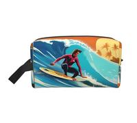 Hawaiian Surfer On Wavy Print Print Makeup Bag,Travel Toiletry Bag Organizer Cute Makeup Accessories Storage Bag