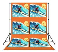 Hawaiian Surfer On Wavy Print Print Photo Studio Background 5x7ft Soft Photo Backdrop Curtain For Studio Content Creator Equipment