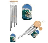 Hawaiian Surfer on Wavy Wind Chimes for Outside Memorial Wind Chimes Outdoor Windchime with 6 Tuned Aluminum Tubes Sympathy Windchimes Elegant Outdoor Ornament for Garden, Patio, Porch