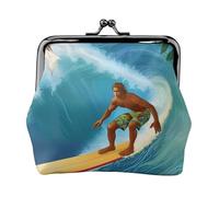 Hawaiian Surfer Print Exquisite Versatile Kiss Lock Coin Purse Cute Small Zipper Wallet for Coins Cards