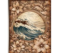 HAWAIIAN SURFER SURFING OCEAN WAVES * Composition Notebook Journal Diary Autograph Junk Scrapbook Hawaii Travel Memento Book - Wood Cut Inspired ... Homeschool High School Ivy League University