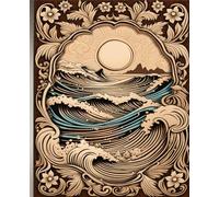 HAWAIIAN SURFER SURFING OCEAN WAVES * Composition Notebook Journal Diary Autograph Junk Scrapbook Hawaii Travel Memento Book - Wood Cut Inspired ... Homeschool High School Ivy League University