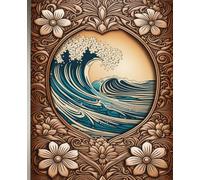 HAWAIIAN SURFER SURFING OCEAN WAVES * Composition Notebook Journal Diary Autograph Junk Scrapbook Hawaii Travel Memento Book - Wood Cut Inspired ... Homeschool High School Ivy League University