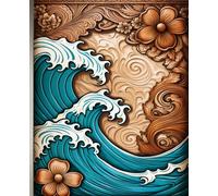 HAWAIIAN SURFER SURFING OCEAN WAVES * Composition Notebook Journal Diary Autograph Junk Scrapbook Hawaii Travel Memento Book - Wood Cut Inspired ... Homeschool High School Ivy League University