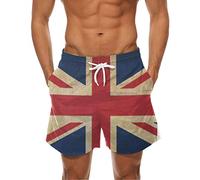 Hawaiian Swim Shorts Men Waterproof Quick Drying Union Jack Swimming Trunks Swimwear Elasticated Waist Lightweight Drawstring Casual Summer surf Beach Board Shorts with Pockets
