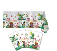 Hawaiian Table Cloths,Hawaiian Party Decorations Plastic Tablecloth,Flamingo Wipe Clean Tablecloth Rectangular Green Palm Leaves Table Cover for Tropical Summer Beach Birthday party decorations