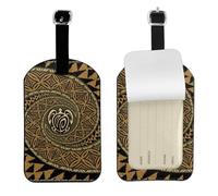 Hawaiian Tapa Honu Turtle Print Functional Tag Stylish Luggage Tag 4.3 X 2.76 Inch Essential Accessory Suitcases