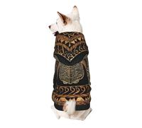 Hawaiian Tapa Honu Turtle Printed Dog Hoodie Soft Dog Sweatshirt Cute Cat Dog Clothes for Small Dogs Kitten Puppy, S