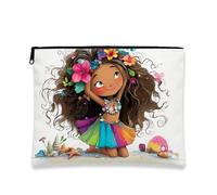 Hawaiian Themed Makeup Bag, Tropical Flowers Cute Cosmetic Travel Pouch for Girls, Portable Small Zipper Tote, Summer Beach Gift Toiletry Bag Organizer, multicolor, 7x9 Inch, Flowers