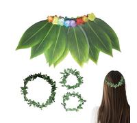 Hawaiian Themed Outfits for Women - Hawaiian Headband Wristbands | Realistic Leaf Design Breathable Tropical Accessories for School Event Resort Wear Wedding Pool Night