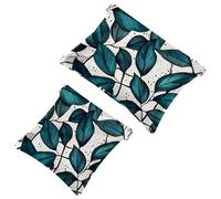 Hawaiian Tree Green Leaves Pocket Cosmetic Bag, Waterproof Squeeze Makeup Bag No Zipper Self-Closing, Portable Mini Travel Storage for Headphones Jewelry
