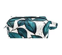 Hawaiian Tree Green Leaves Women Cosmetic Storage Bag, Hanging Makeup Toiletry Bag, Portable Leather Travel Bag School Pencil Case