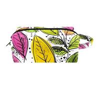 Hawaiian Tree Leaves Hanging Makeup Bag, Water - Resistant Leather Toiletry Travel Bag with Handle, Portable Cosmetic Case for Women Men Girls