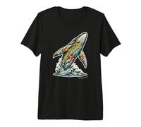 Hawaiian Tribal Humpback Whale Breaching Ocean Waves Premium T-Shirt