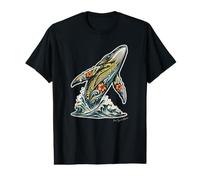 Hawaiian Tribal Humpback Whale Breaching Ocean Waves Value Graphic T-Shirt