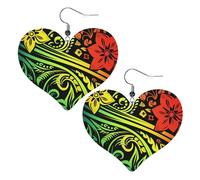 Hawaiian tribal style Leather Earrings for Women Heart Earring Lightweight Dangle Earrings Jewelry Gifts