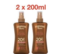 Hawaiian Tropic Glowing Protection Sunscreen 2 x 200ml Dry Spray Oil SPF 20