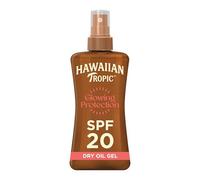 Hawaiian Tropic Glowing Protection Sunscreen Dry Oil Gel, Water Resistant SPF 20 UVA plus UVB Protection Sunscreen Spray, Tropical Scent Sun Lotion with Coconut Oil, 200 ml