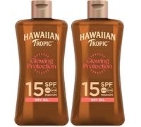 Hawaiian Tropic - Glowing Protection Sunscreen Dry Oil Spray Mist, Water Resistant SPF 15 UVA + UVB Protection Sunscreen Spray, Tropical Scent Sun Lotion with Coconut Oil, 100 ml Travel Size