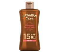 Hawaiian Tropic - Glowing Protection Sunscreen Dry Oil Spray Mist, Water Resistant SPF 15 UVA + UVB Protection Sunscreen Spray, Tropical Scent Sun Lotion with Coconut Oil, 100 ml Travel Size