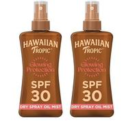 Hawaiian Tropic Glowing Protection Sunscreen Dry Oil Spray Mist, Water Resistant SPF 30 UVA plus UVB Protection Sunscreen Spray, Tropical Scent Sun Lotion with Island Botanicals, 200 ml (Pack of 2)