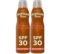 Hawaiian Tropic Glowing Protection Sunscreen Dry Oil Spray Mist, Water Resistant SPF 30 UVA plus UVB Protection Sunscreen Spray, Tropical Scent Sun Lotion with Island Botanicals, 180 ml (Pack of 2)