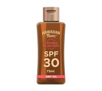 Hawaiian Tropic Glowing Protection Sunscreen Dry Oil, Water Resistant SPF 15 UVA + UVB Protection, Tropical Scent Sun Lotion with Island Botanicals, 75 ml, Travel Size