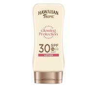 Hawaiian Tropic Glowing Protection Sunscreen Lotion SPF 30 UVA plus UVB Protection, 180 ml, Tropical Scent, with Shea Butter, Water Resistant, Vegan