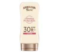 Hawaiian Tropic Glowing Protection Sunscreen Lotion SPF 30 UVA plus UVB Protection, 180 ml, Tropical Scent, with Shea Butter, Water Resistant, Vegan