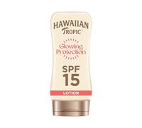 Hawaiian Tropic Glowing Protection Sunscreen Lotion, Water Resistant SPF 15 UVA plus UVB Protection Suncream, Tropical Scent Sun Lotion with Shea Butter, 180 ml