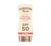Hawaiian Tropic Glowing Protection Sunscreen Lotion, Water Resistant SPF 50 UVA + UVB Protection Suncream, Tropical Scent Sun Lotion with Shea Butter,