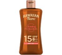 Hawaiian Tropic - Glowing Protection Sunscreen Dry Oil Spray Mist, Water Resistant SPF 15 UVA + UVB Protection Sunscreen Spray, Tropical Scent Sun Lotion with Coconut Oil, 100 ml Travel Size