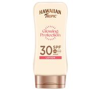 Hawaiian Tropic Glowing Protection Sunscreen Lotion SPF 30 UVA plus UVB Protection, 180 ml, Tropical Scent, with Shea Butter, Water Resistant, Vegan