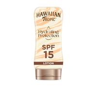 Hawaiian Tropic Hydrating Protection Sunscreen Lotion, Water Resistant SPF 15 UVA plus UVB Protection Suncream, 12-Hour Moisturising Sun Lotion with Cocoa and Shea Butter, 180 ml