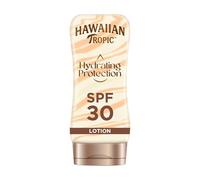 Hawaiian Tropic Hydrating Protection Sunscreen Lotion, Water Resistant SPF 30 UVA plus UVB Protection Suncream, 12-Hour Moisturising Sun Lotion with Cocoa and Shea Butter, 180 ml