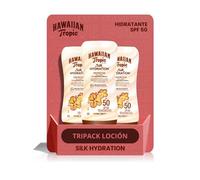 Hawaiian Tropic - Silk Hydration Protective SPF 50 - Protective Sun Lotion with Moisturizing and Water Resistant Silk Tapes, Tropical Sun Cream, Pack 3 units x 180 ml