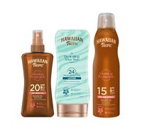 Hawaiian Tropic - Tanning Sun Oil Pack - Includes Protective Dry Oil Continuous Spray with Argan SPF 15, 180ml + Protective Dry Oil Spray SPF 20, 200ml + Silk Hydration After Sun Lotion 200ml.