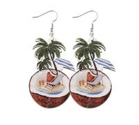 Hawaiian Tropical Acrylic Dangle Earrings Bohemia Cocktail Drink Drop Earrings for Women Cute Flamingo Highland Cow Resin Earrings Summer Beach Jewelry, Acrylic, No Gemstone