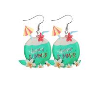 Hawaiian Tropical Acrylic Dangle Earrings Bohemia Cocktail Drink Drop Earrings for Women Cute Flamingo Highland Cow Resin Earrings Summer Beach Jewelry, Acrylic, No Gemstone