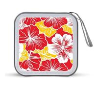 Hawaiian Tropical Flowers Portable CD Case Holder 48 Capacity Travel DVD Storage Boxs Wallet Bag