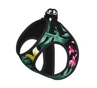 Hawaiian Tropical Leaves Flower Print Pet Leash Vest,Breathable Mesh Pet Harness, Reflective For Small Medium Dogs Safe Easy Walking