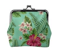 Hawaiian Tropical Leaves Flowers Lightweight Wallet Minimalist Wallet For Daily Commute And Travel Adventures, Black, One Size, Art Deco